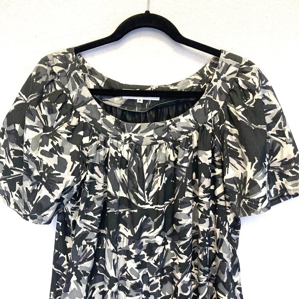 TRINA TURK Silk &‎ Wool Mid High Dress Womens Size 8 Black White Floral - Picture 3 of 13